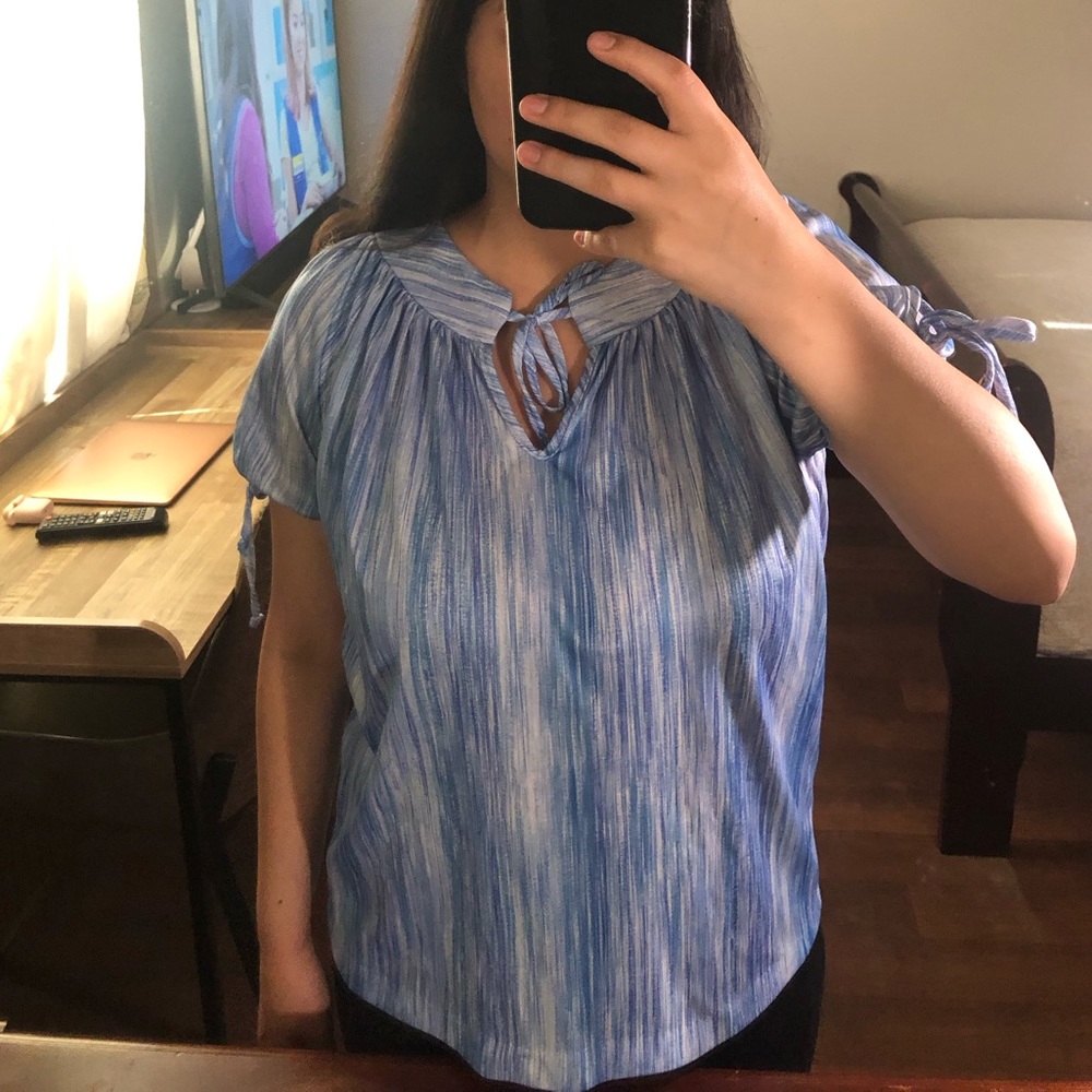 Azure Neck & Arm Tie Blouse